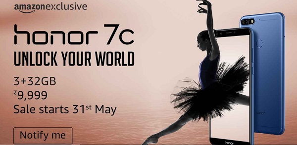 India Desire : Honor 7C Amazon Price @Rs 9999 : Next Sale On 7th June @12PM, Specifications & Buy Online